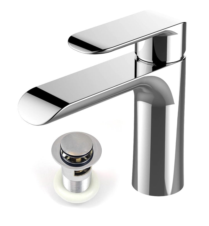 Xcel Home Mera Moderne Chrom Waschbecken Armatur mit Abfluss Runde Mischbatterie Mono Bloc Luxus Bad