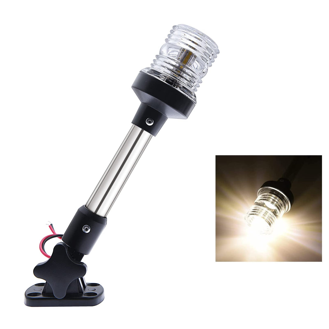 Geloo 10 Zoll Einstellbare LED Navigationslampe, Weiss Marine-Ankerlicht, 360 Grad LED Navigationssi