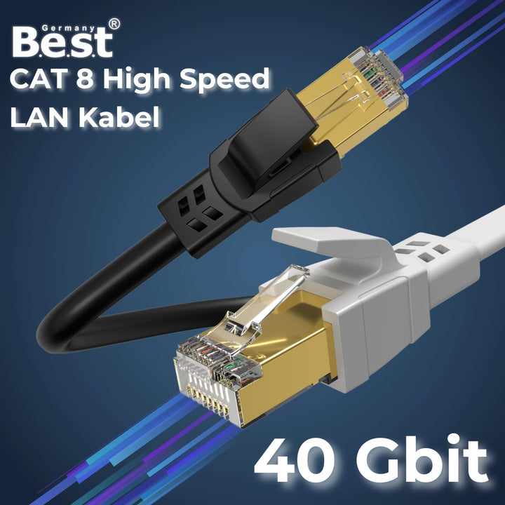 Cat 8.1 LAN Kabel Rund 15m – High Speed Ethernet Netzwerkkabel 40 Gbit/s 2000 MHz Patchkabel RJ45 S/
