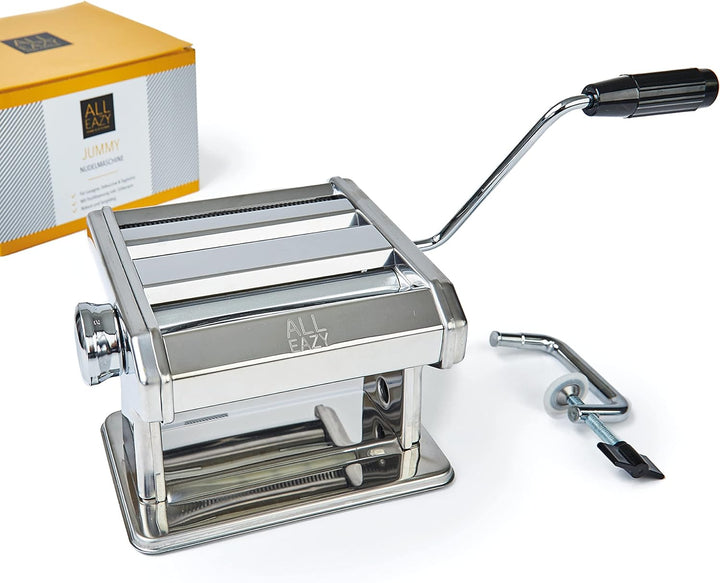 ALL EAZY HOME & KITCHEN Nudelmaschine manuell aus Edelstahl • Pasta Maker 3-in-1 für Nudeln und Teig