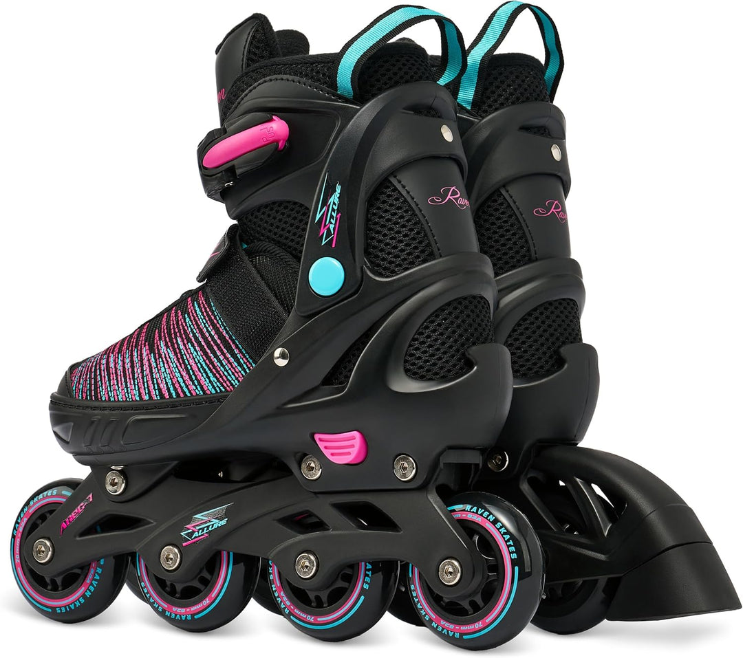 RAVEN Inline Skates Inliner für Kinder Erwachsene Mädchen Damen verstellbar 35-39 (23cm-25,5cm) Allu