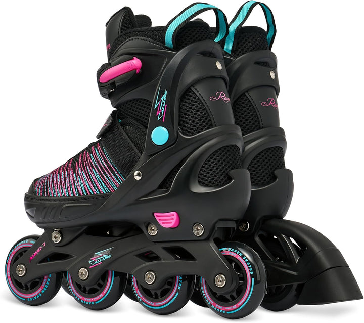 RAVEN Inline Skates Inliner für Kinder Erwachsene Mädchen Damen verstellbar 38-42 (25cm-27,5cm) Allu