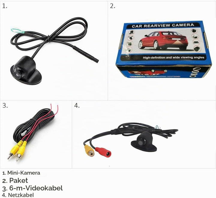 KIMISS 12V Mini-Autokamera, 360 ° Rotationskamera CCD Coms HD Nachtsicht Auto Rückfahrkamera Rückfah