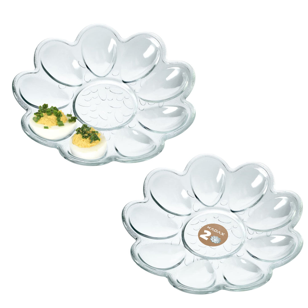 KADAX Eierteller aus Glas, ⌀ 21,5 cm, praktischer Teller für Eier, Eierhalter, robuste Eierablage, E