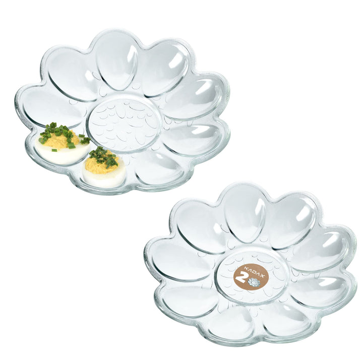 KADAX Eierteller aus Glas, ⌀ 21,5 cm, praktischer Teller für Eier, Eierhalter, robuste Eierablage, E