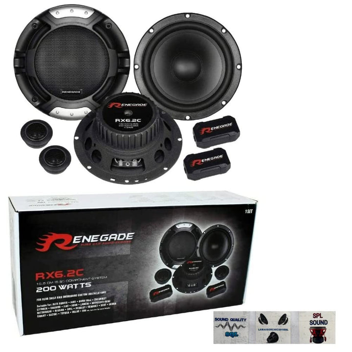 RENEGADE RX6.2C 2-Wege-System-kit 6,5" 165 mm 16,50 cm Durchmesser 100 watt rms 200 watt max tieftön
