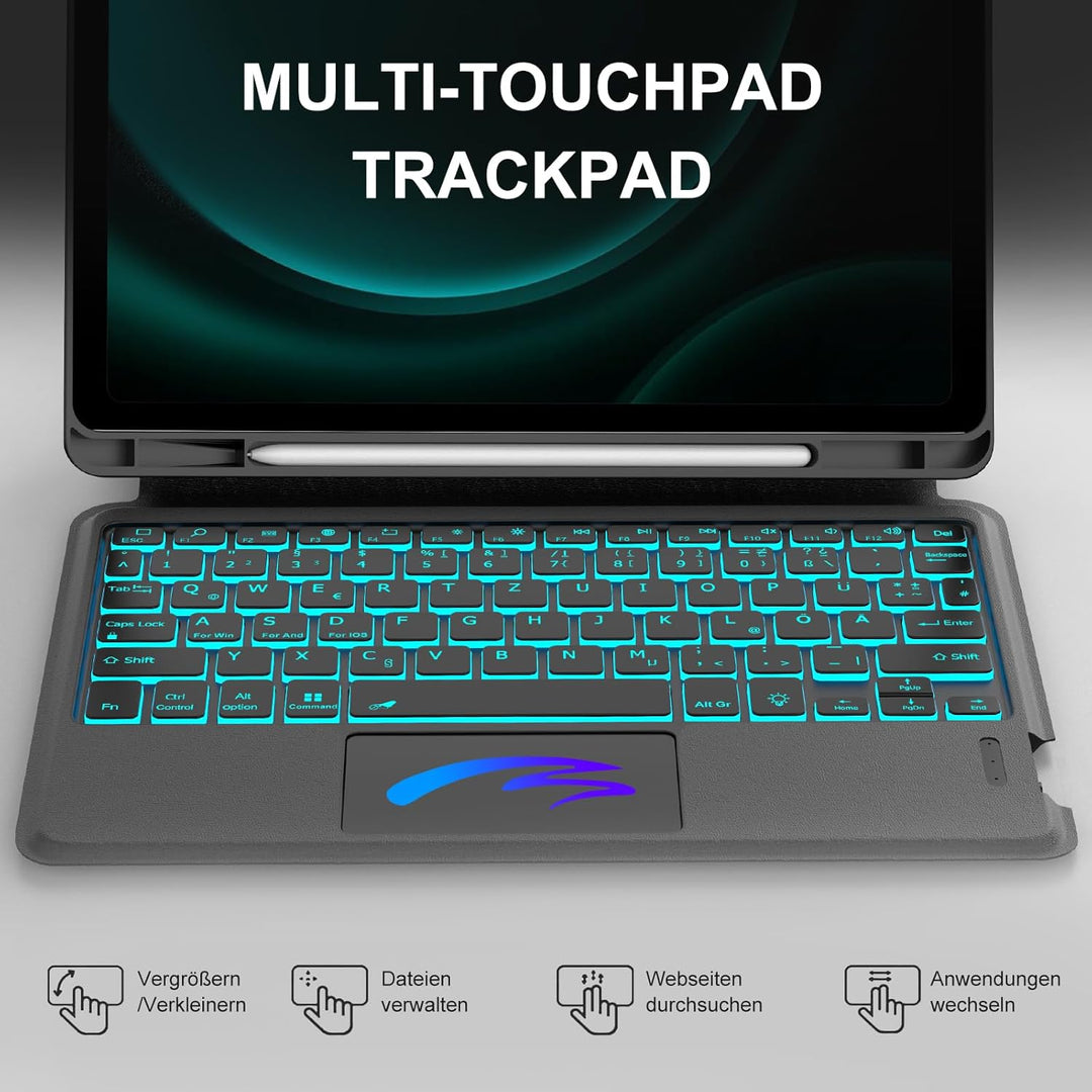 IVEOPPE Hülle mit Tastatur für Samsung Galaxy Tab S9FE/S10FE 10.9", QWERTZ Deutsch Bluetooth, Abnehm