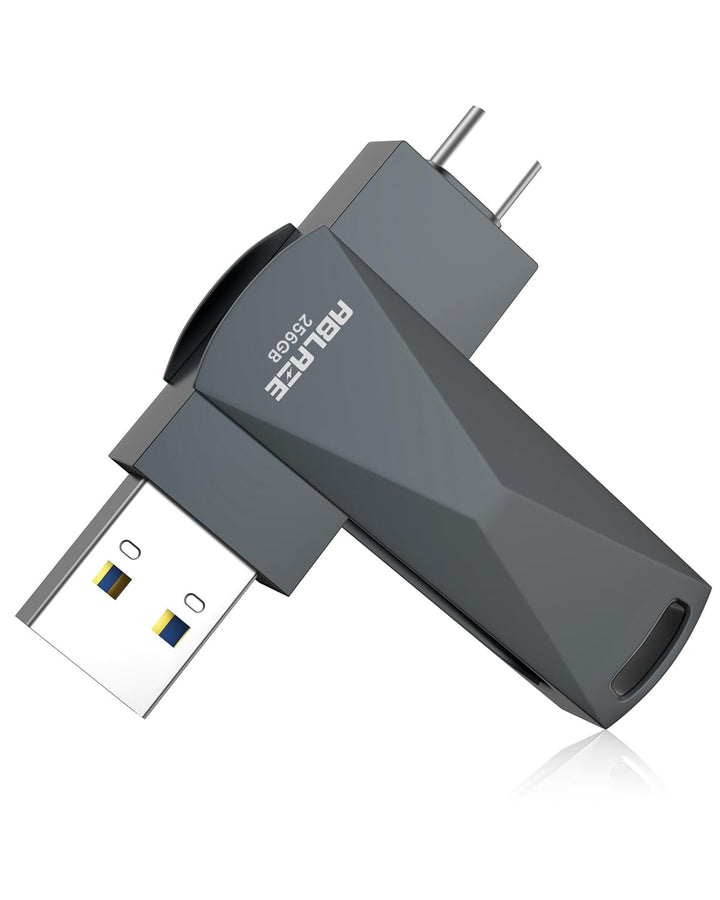 ABLAZE 256 GB USB C Stick, Dual USB 3.0 + Typ C, kompatibel mit iPhone 16/15, Android-Smartphones, C