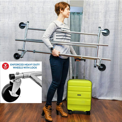 Tatkraft Drogo - Schwerlast Kleiderständer, auf Rollen, bis 100kg, Faltbare Kleiderständer, Montage