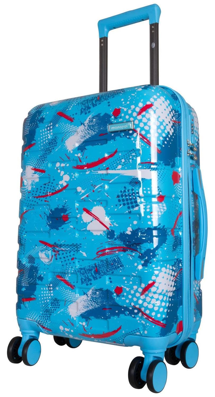 Hartschalen Koffer Trolley Cespara Handgepäck mit modernem Motiv Print - Farbe Hellblau - Gr. M