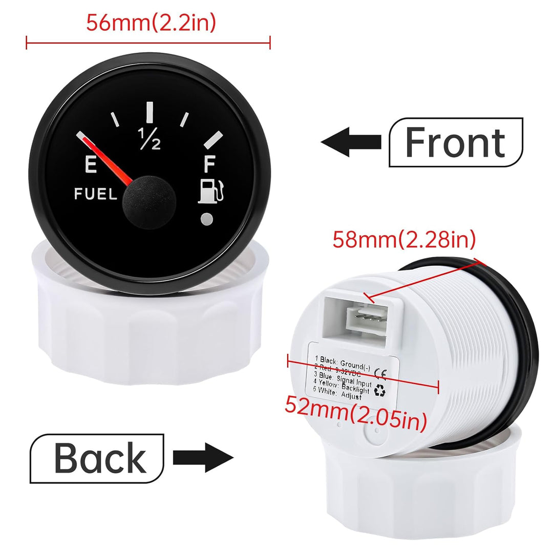 Kraftstoffanzeige, Kraftstoffstandsanzeige 52 mm 0-190ohms mit 7-Farben Hintergrundbeleuchtung Und A