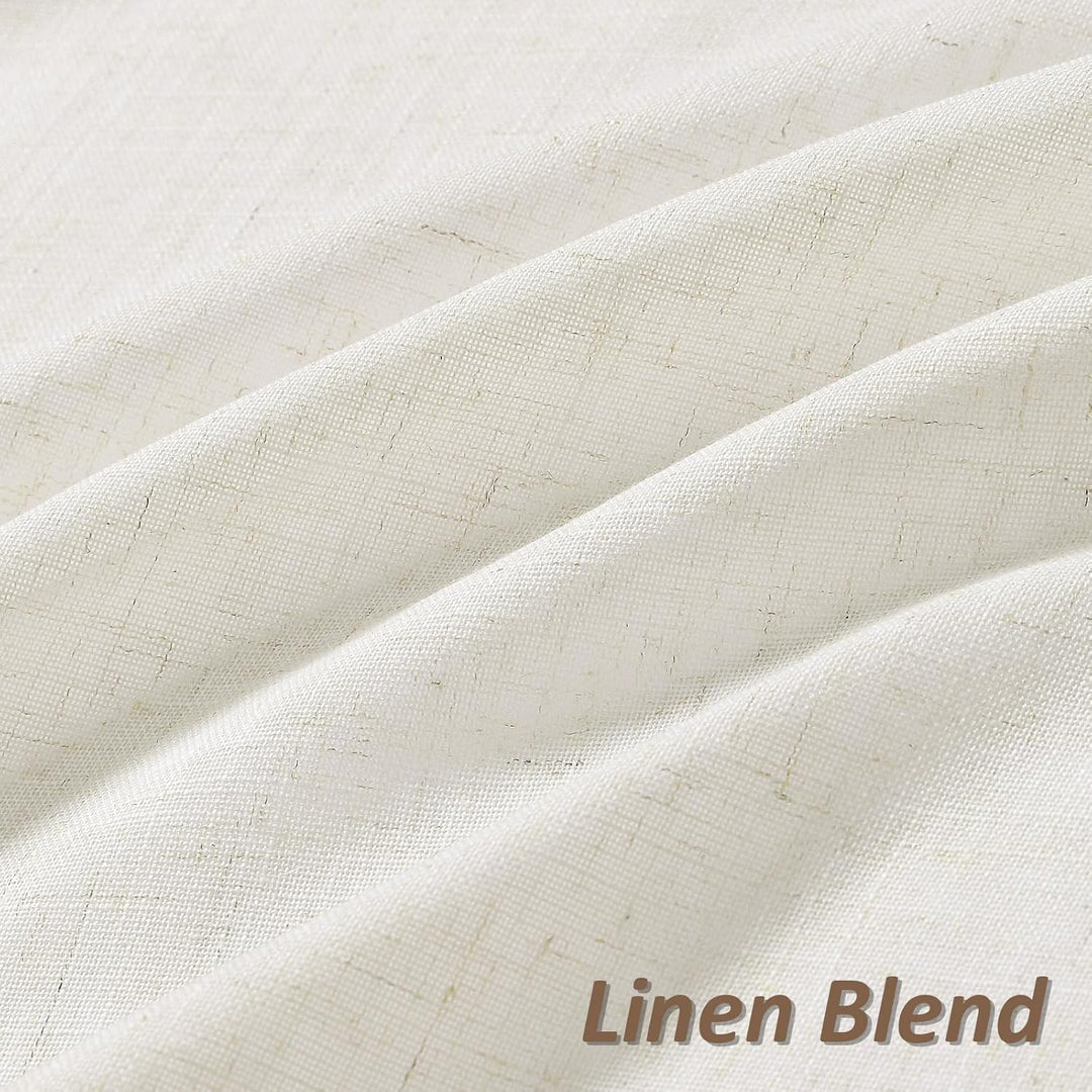 Flachs-Leinenvorhänge 183 cm Länge, 2 Paneele, neutrale halbtransparente Boho-Vorhänge für Schlafzim