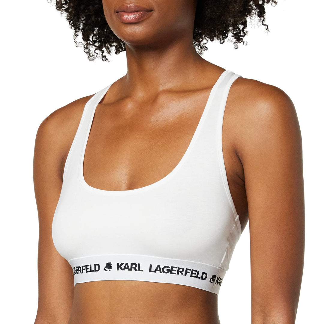 KARL LAGERFELD Damen Logo Bralette XS 100 Weiss, XS 100 Weiss