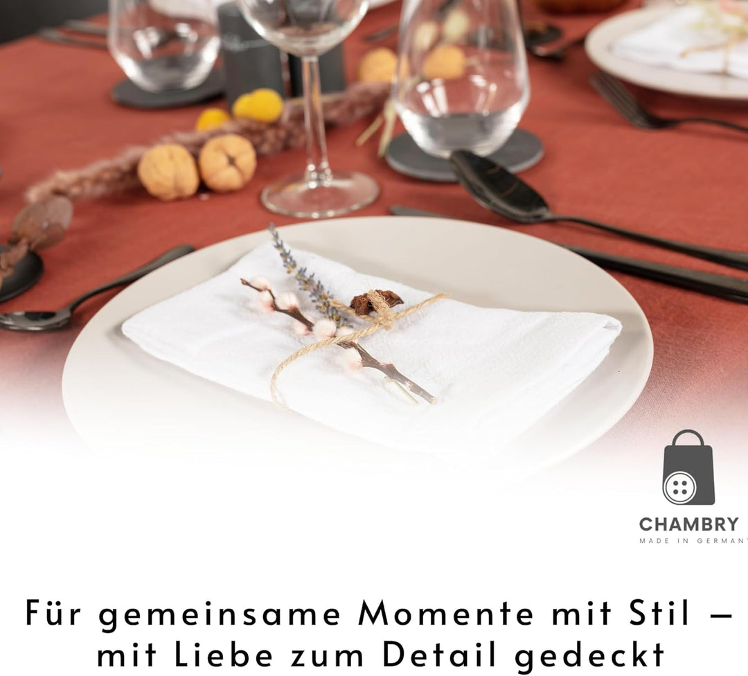 chambry 6 Premium Stoffservietten 100% Leinen Stonewashed - 40cm x 40cm - inkl. Faltanleitung als E-