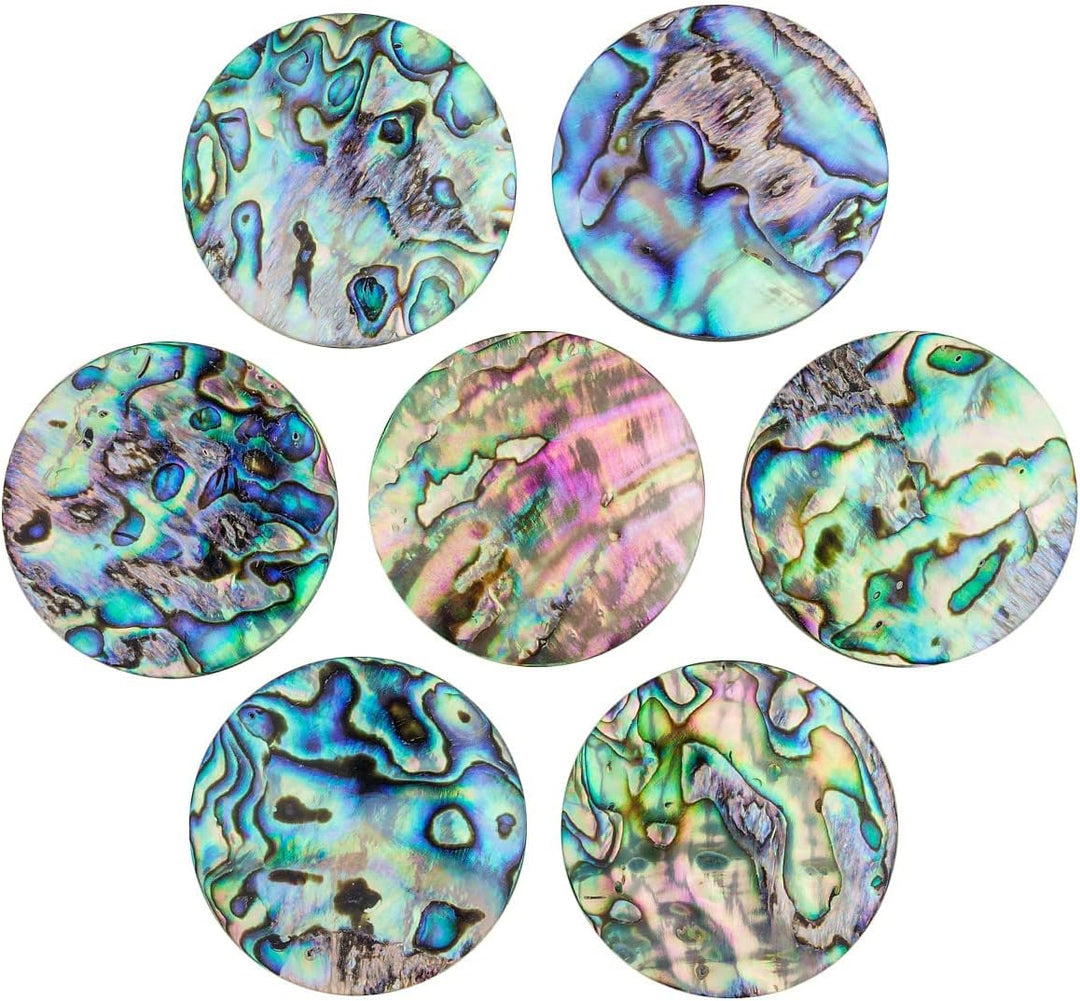 mookaitedecor Satz von 4 Runde Form Abalone Shell Cabinet Knobs mit Schrauben, dekorative Stein zieh