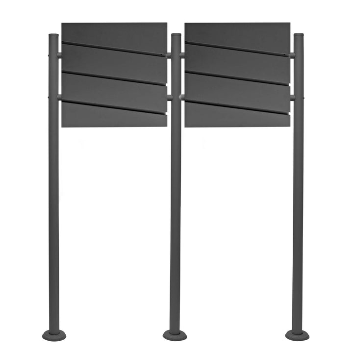 Wiltec 2er Set Designer Briefkasten V16 Anthrazit 1000 x 135 x 1200 mm, Wandbriefkasten mit Schloss,