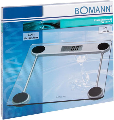 Bomann PW 1417 CB Elektronische Personenwaage mit gut lesbarem LCD-Display, Glas-Oberfläche, 100 g-S