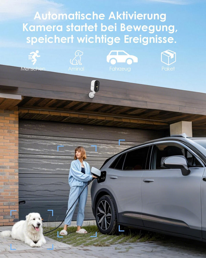 CZEview 2K Überwachungskamera Aussen Akku, Magnetische Montage,Bewegungserkennung,WLAN Kabellose Übe