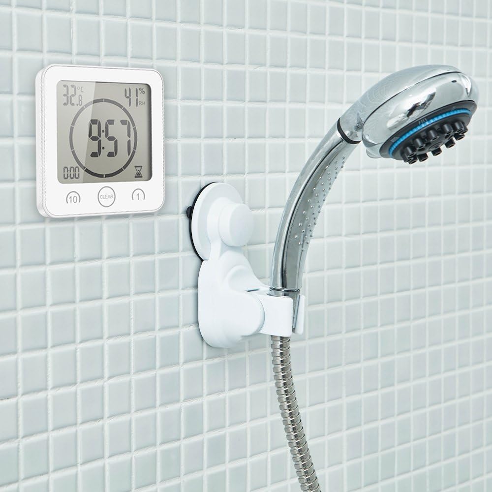 AOZBZ Duschwanduhr, Digitaler Küchentimer mit Alarm, Wasserdicht Touchscreen Timer, Temperatur Luftf