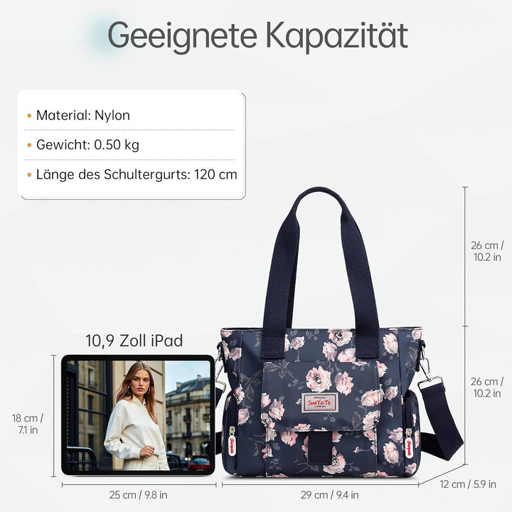 DIRRONA Bunte Damenhandtaschen Modedruck Umhängetasche Multi Pocket Multi Fach Crossbody Bag Beiläuf