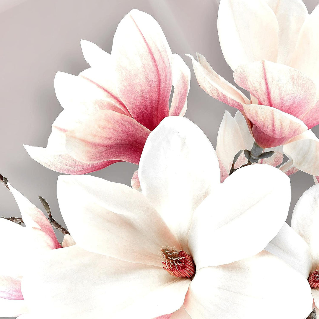 Runa Art Wandbilder Blumen Magnolien 5 Teilig Bild auf Vlies Leinwand Deko Wohnzimmer Abstrakt Rosa