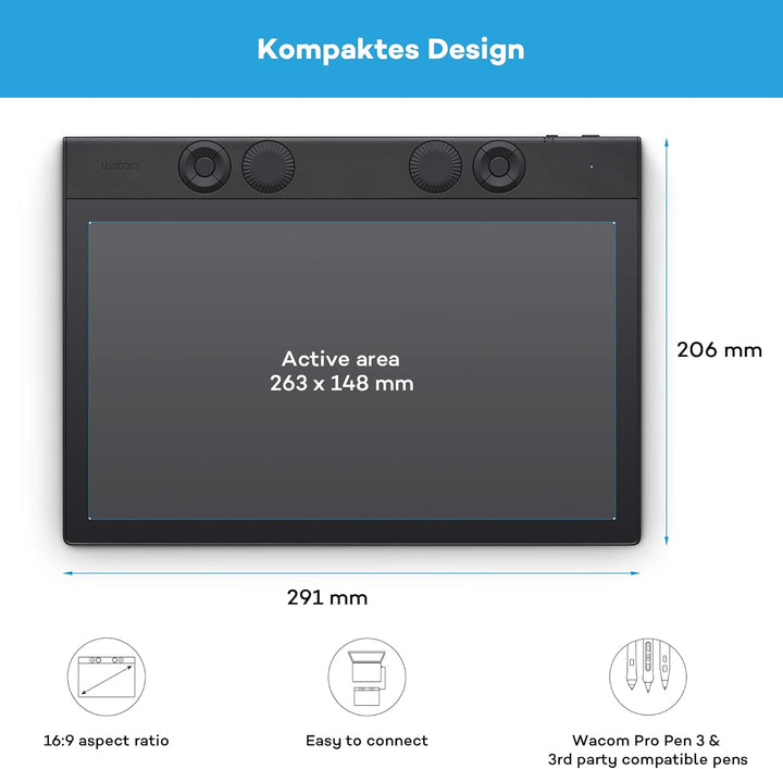 Wacom Intuos Pro Medium – Innovatives Grafiktablett inkl. Wacom Pro Pen 3, kompakt & leicht – Vielse