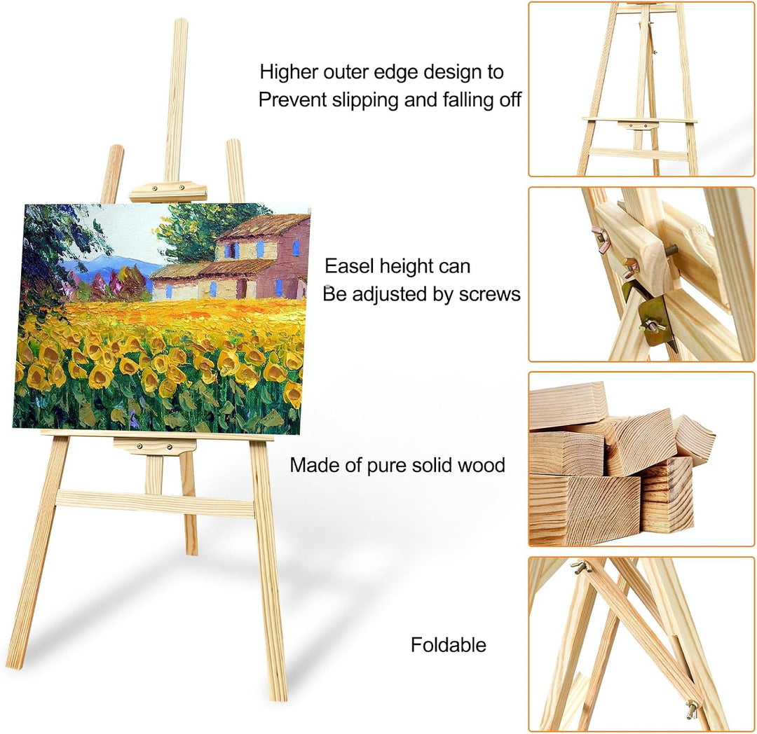 Frevoitna Staffelei Holz Gross 150Cm, Verstellbare Leinwand Ständer, Feldstaffelei, Staffeleien, Sta