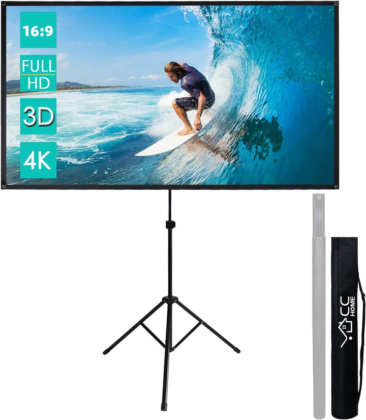 CCLIFE Klappbar Beamer Leinwand mit Stativ Inklusiv Montagematerial 80/90 / 100 Zoll Projektionslein