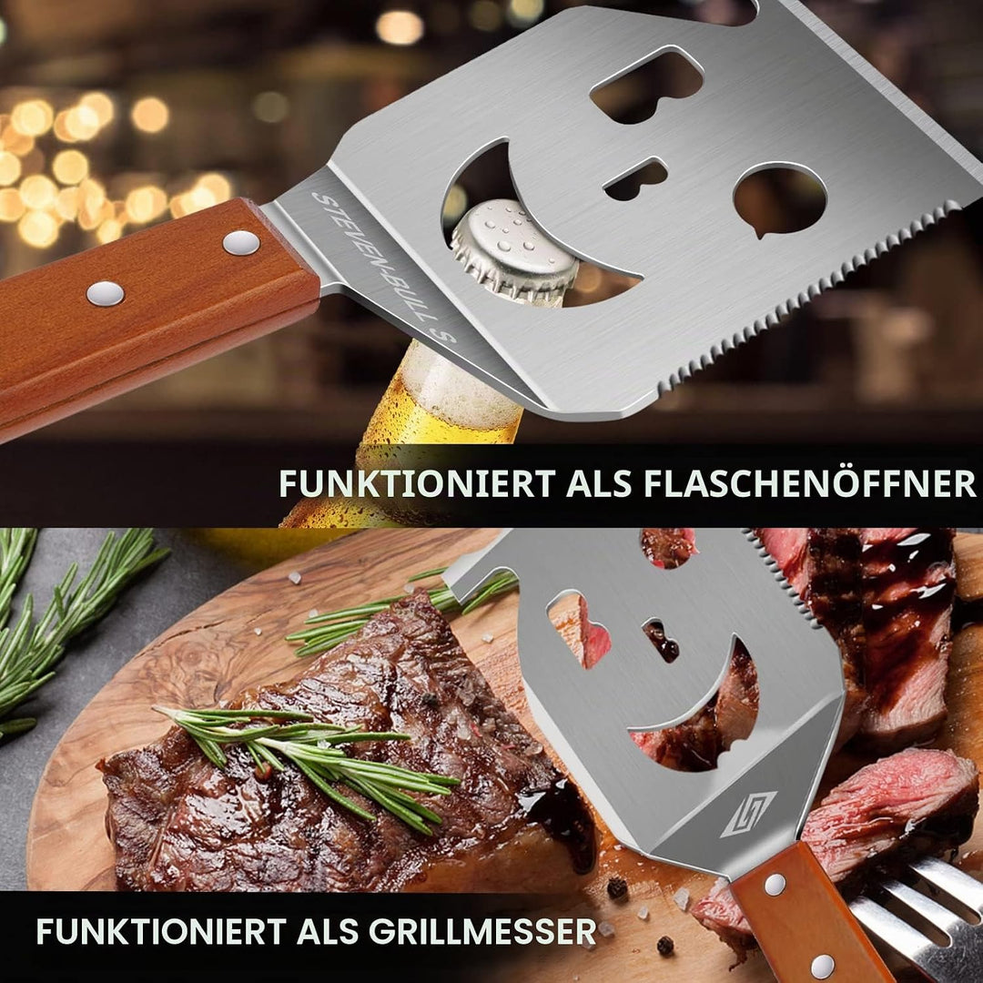 Grillspatel für Grill, 7-in-1-Grillwerkzeug für Grill,Multifunktion Grillwerkzeug, Papa-Geschenke, G