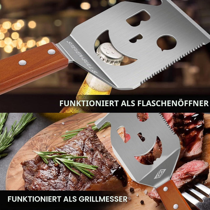Grillspatel für Grill, 7-in-1-Grillwerkzeug für Grill,Multifunktion Grillwerkzeug, Papa-Geschenke, G