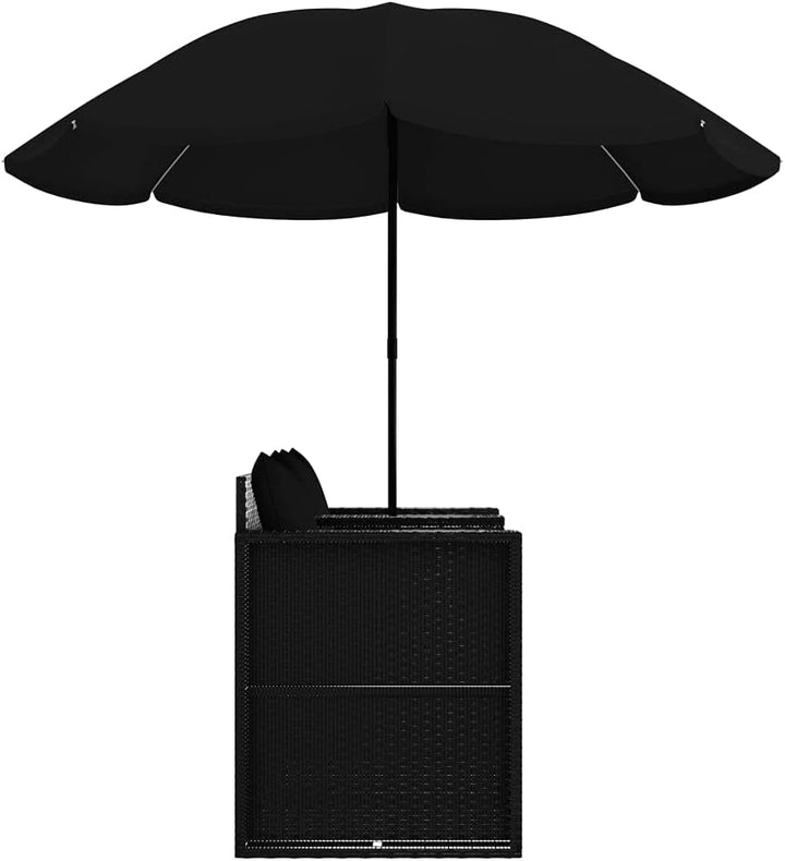 TEWTX7 Outdoor Poly Rattan Gartensofa 2-Sitzer mit Sonnenschirm Gartenmoebel Sonneninsel Rattansofa