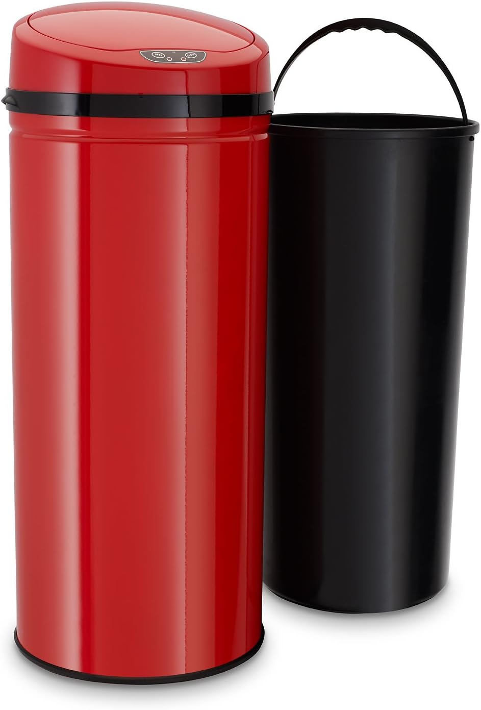 Echtwerk EW-AE-0250 Edelstahl Abfalleimer 42L mit IR Sensor, Inox Red Rot, Rot, Single