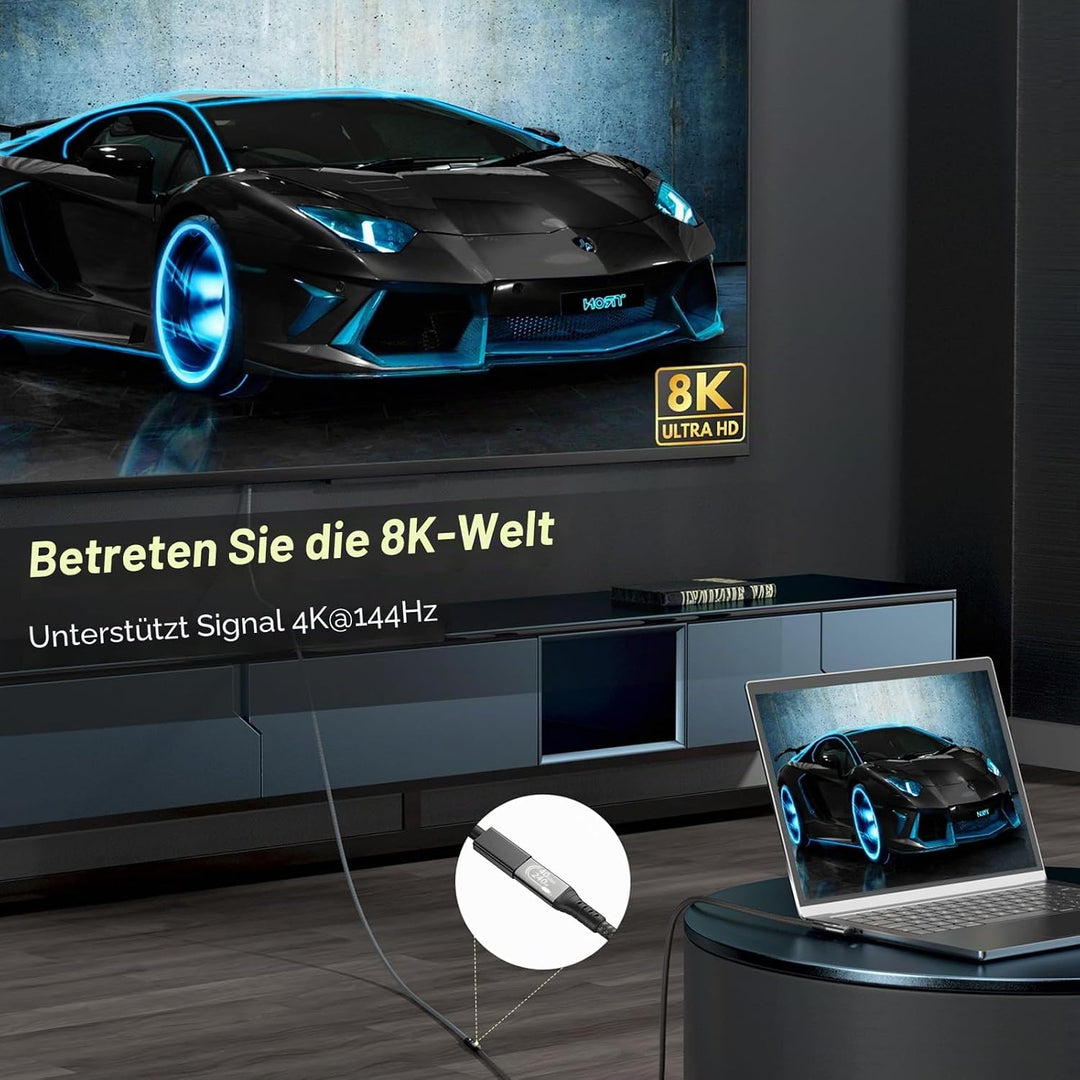 CableDeconn USB4 8K Cable 0.5m M/F 1xBend 1xStraight Compatible with Thunderbolt 4 8K@60Hz 4K@120Hz