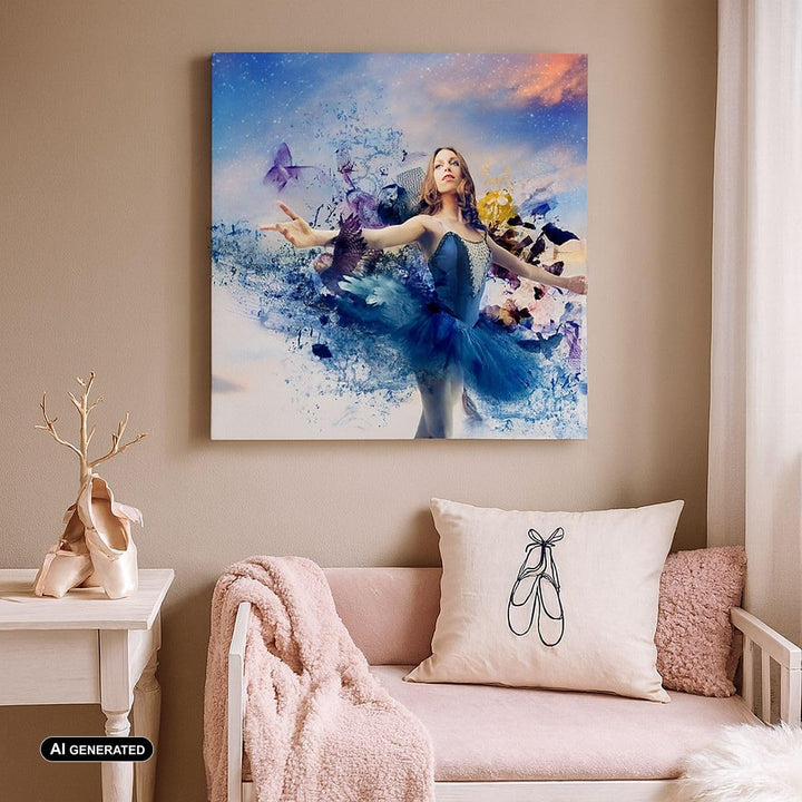 Bilder auf Leinwand 70x70cm Leinwandbild Ballerina Tänzer Tüll Kleid Gross Wanddeko Bild Schlafzimme