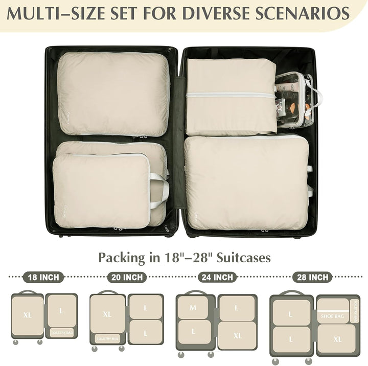 Gonex Compression Packing Cubes 6er Set, Gonex Kleidertaschen 6-teilig Verpackungswürfel, Kleidertas