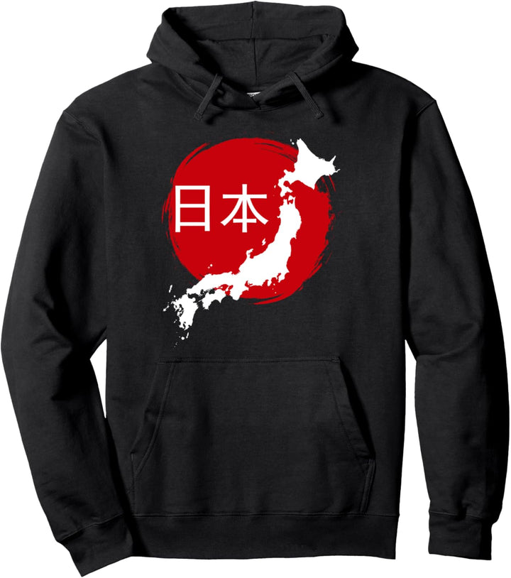 Japan Karte Flagge Nihon Nippon Kanji Asien Reise Urlaub Pullover Hoodie