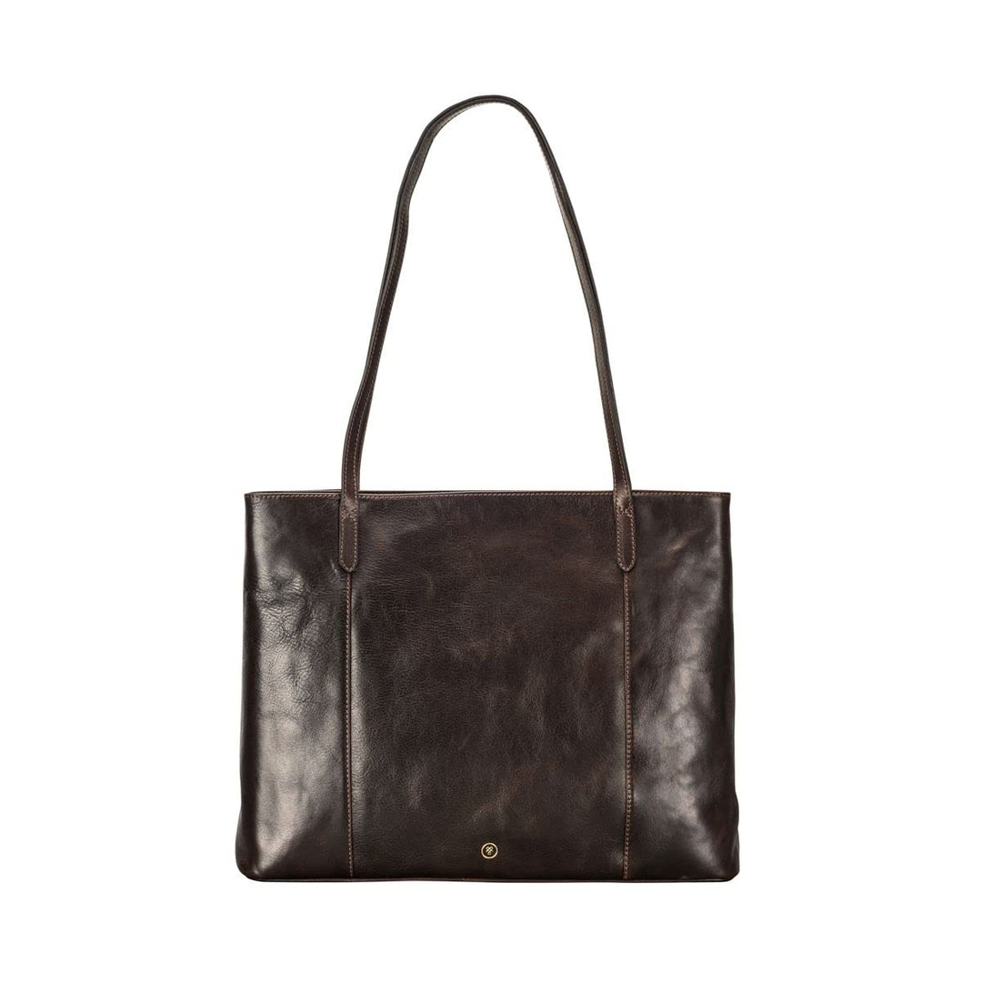 Maxwell Scott Italienischer Damen Leder Shopper Athenea in Dunkelbraun, Dunkelbraun