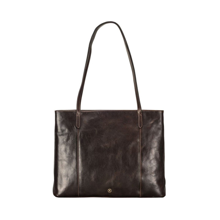 Maxwell Scott Italienischer Damen Leder Shopper Athenea in Dunkelbraun, Dunkelbraun