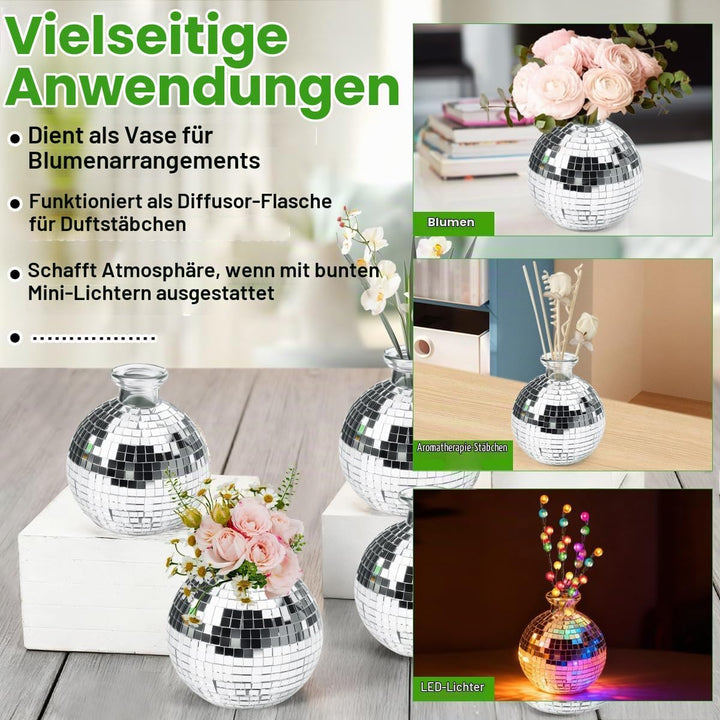 6 Stück Disco Ball Vase Deko Kugel Discokugel Blumentopf Vase Disco Kugel Pflanzentopf Discos Ball P