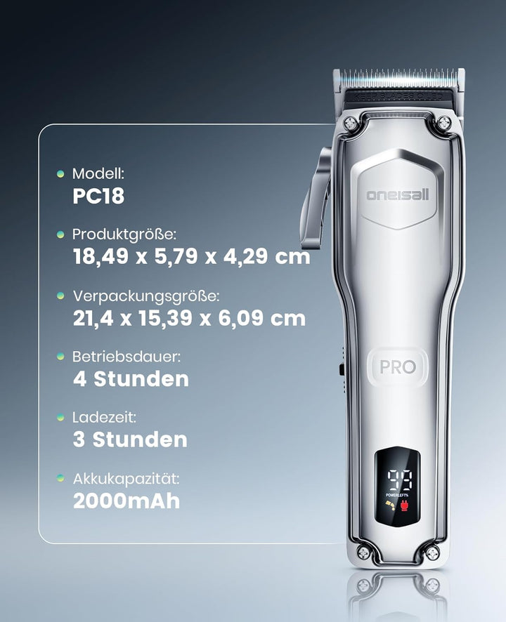 oneisall Kabellose Leise Schermaschine Pferd Hund Langhaar dickes Fell, Hundeschermaschine mit abneh