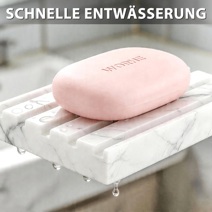 Seifenschale, natürlicher Marmor-Seifenhalter, weisser Seifenbehälter für das Bad, Schwammschale mit