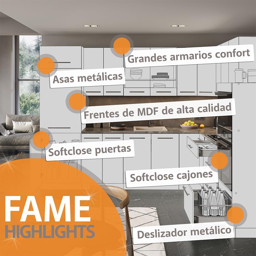 Vicco Frontblende Fame-Line, Anthrazit/Weiss, 60 cm ohne Arbeitsplatte