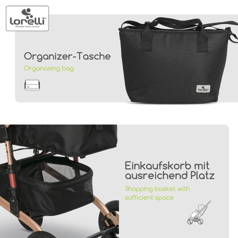 Lorelli Kinderwagen Alba 2 in 1 mit Liegeposition, Kombikinderwagen, Baby Buggy klein zusammenklappb