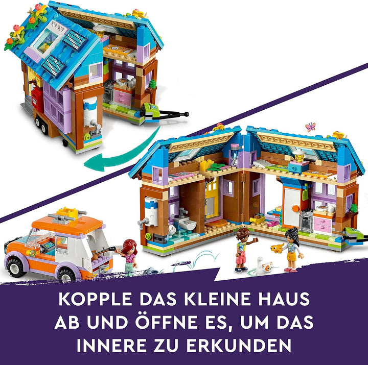 LEGO 41735 Friends Mobiles Haus, Camping-Spielzeug mit Auto, Tieren und Mini-Puppen Leo, Paisley & L