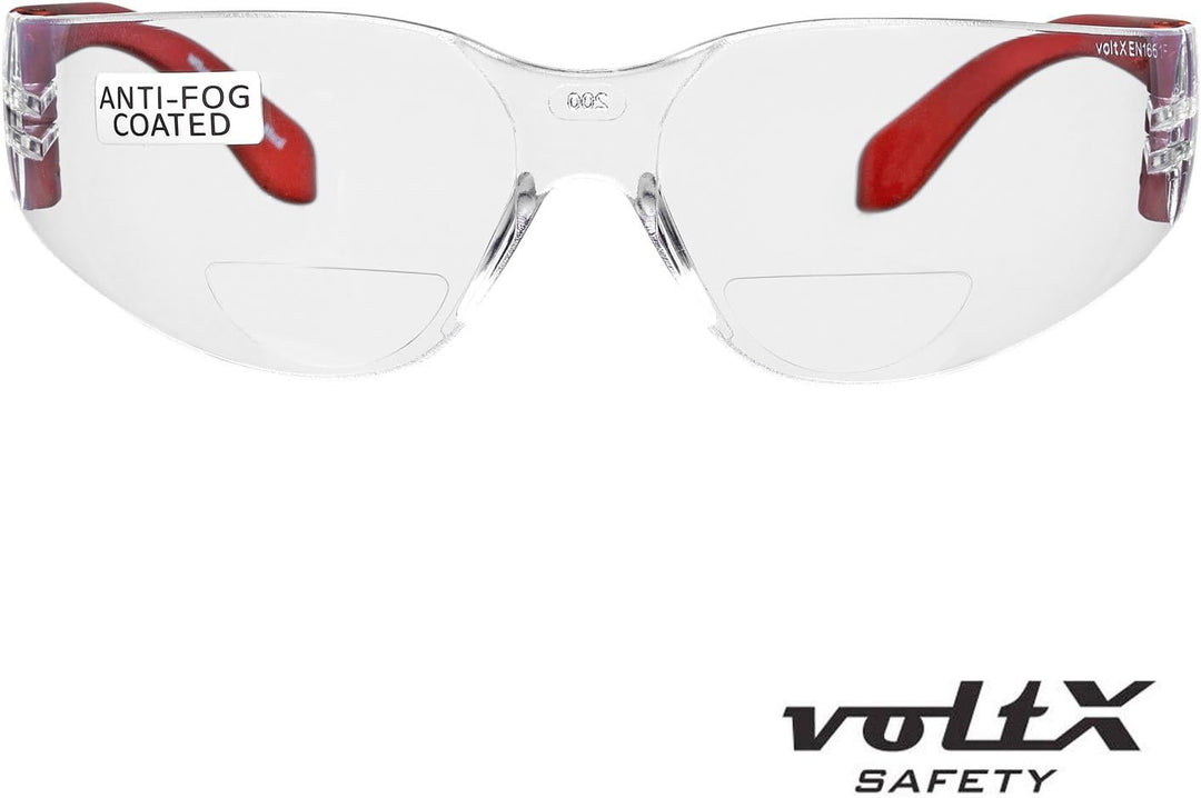 3 x voltX ‘GRAFTER’ BIFOKALE (KLAR +2.5 Dioptrie) Leichtgewichts Industrie Lesen Schutzbrille, EN166