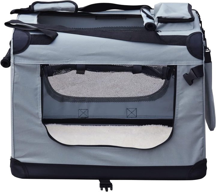 Fudajo Faltbare Transportbox für Haustiere, Grösse S (50x34x36 cm), mit Tragegriff und Liegedecke
