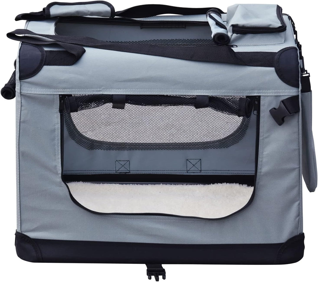 Fudajo Faltbare Transportbox für Haustiere, Grösse L (70x52x50 cm), mit Tragegriff und Liegedecke L