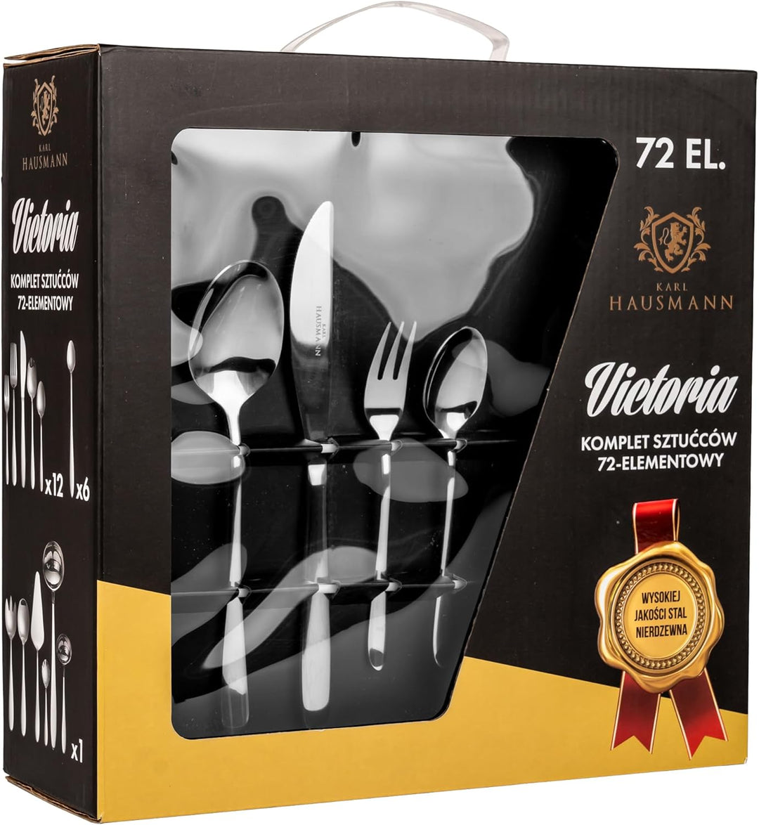 KARL HAUSMANN Besteck Set 12 Personen, 72 teilig Edelstahl Besteckset in Geschenkbox - Essbesteck mi