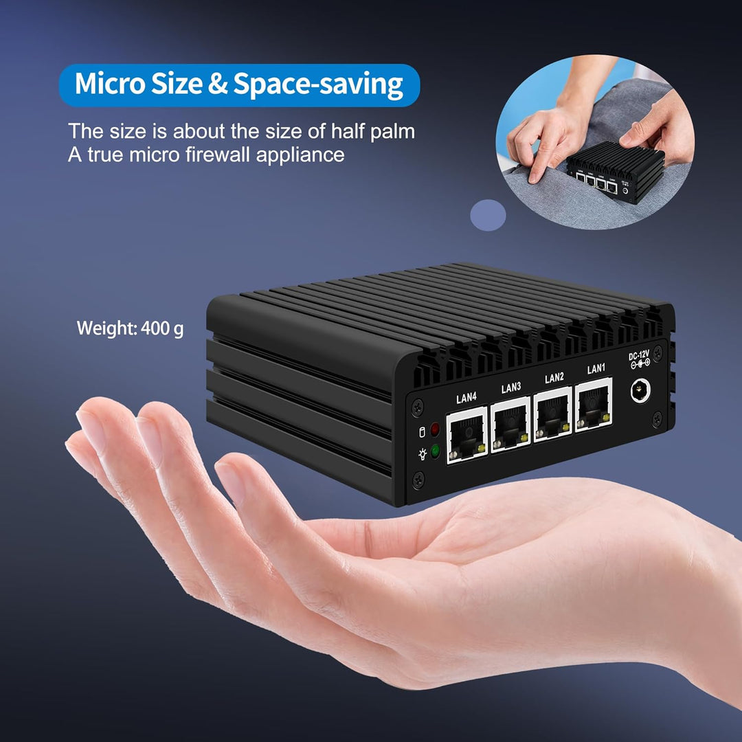 CWWK Mini PC Firewall Micro Appliance, Pentium J3710, 4 Port i225 2.5GbE LAN, OPNsense Hardware Mini