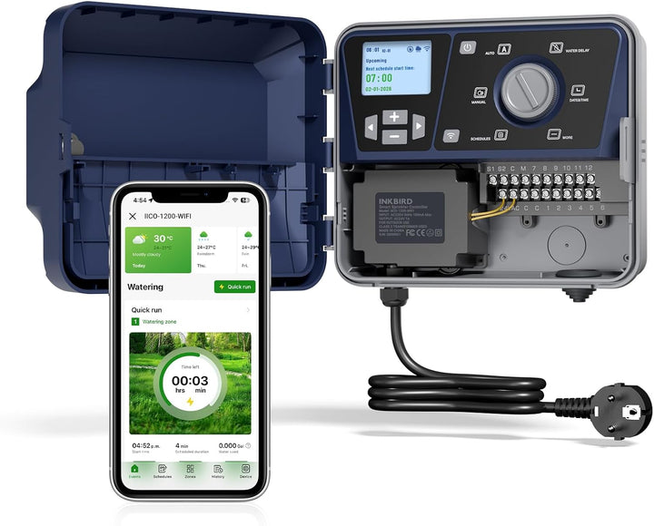 Inkbird IICO-1200-WIFI 12 Zonen Bewässerungscomputer mit Wetter- und Saisonaleinstellung